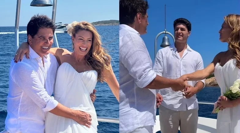 Cesar Filho e Elaine Mickely renovam votos de casamento na Itália