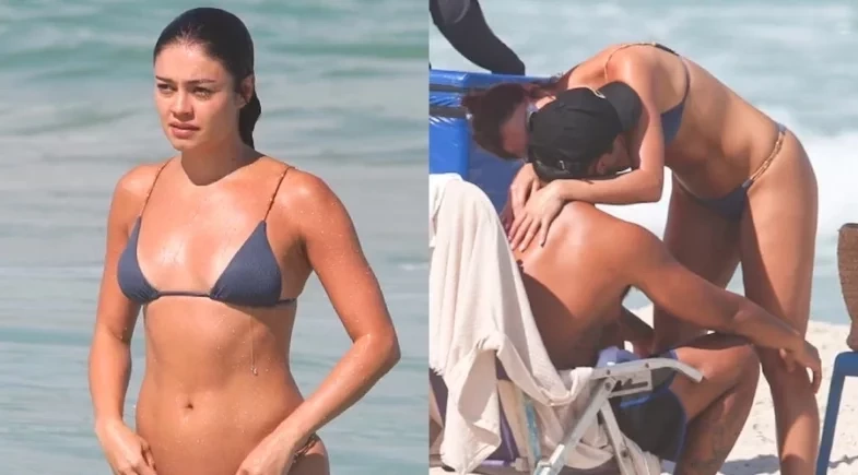 Xamã e Sophie Charlotte são flagrados em clima de romance na praia do Rio