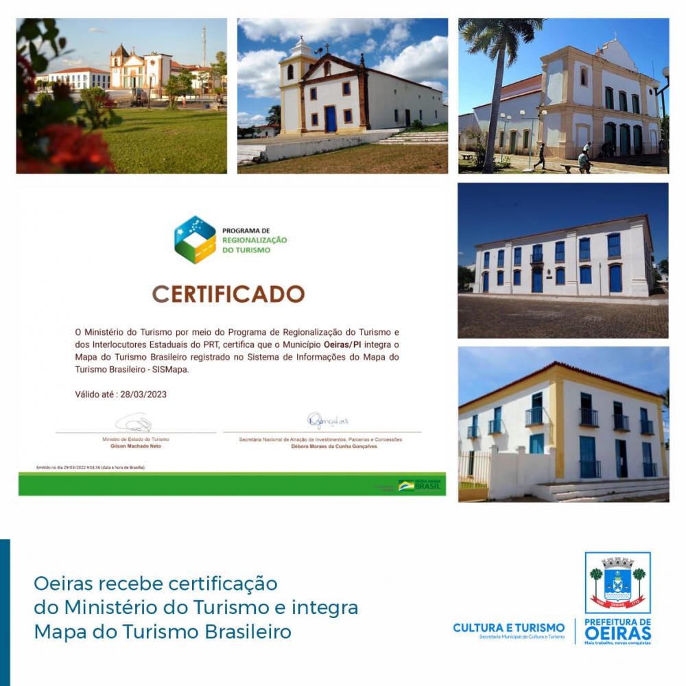 Município de Oeiras integra Mapa do Turismo Brasileiro desde 2022
