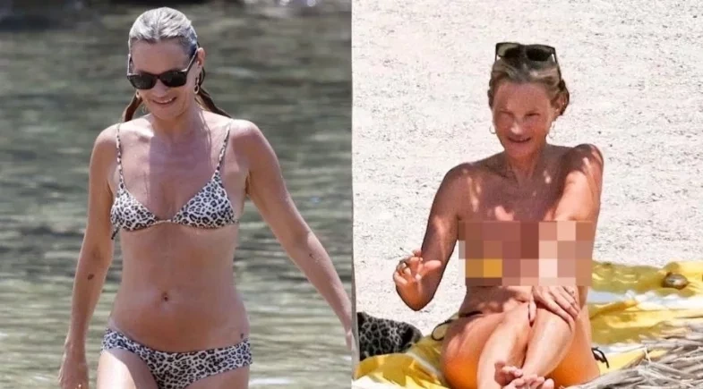 Kate Moss é flagrada fazendo topless durante viagem com a filha