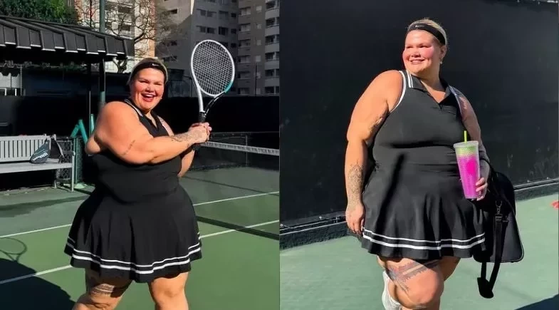 Thais Carla comemora aula de tênis após perder 52 kg: “Parecia distante”
