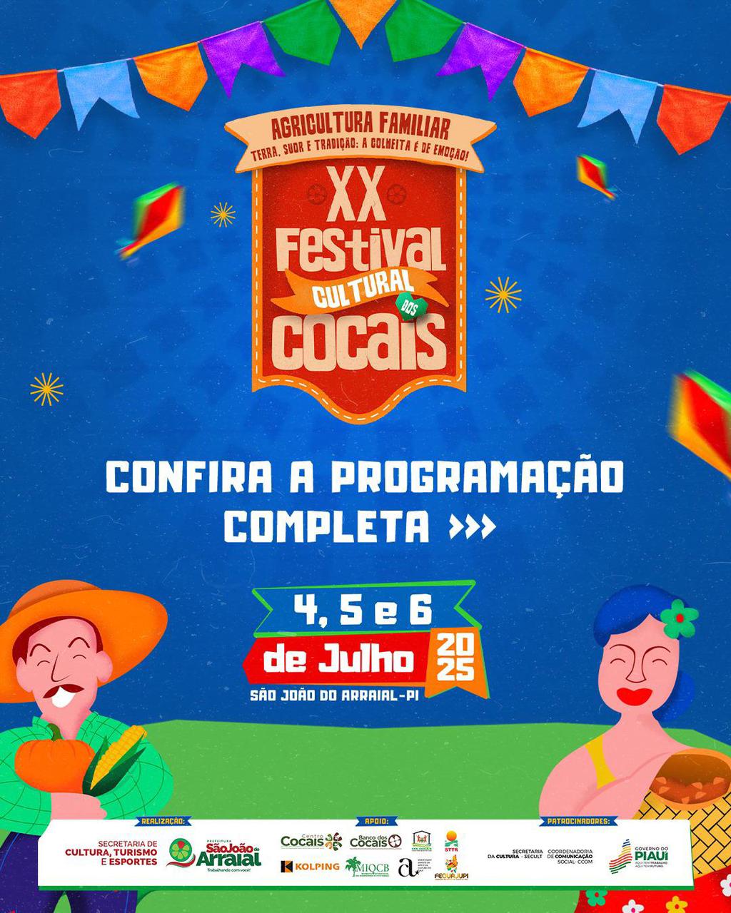 Prefeitura de São João do Arraial divulga programação do XX Festival Cultural dos Cocais - Imagem 1