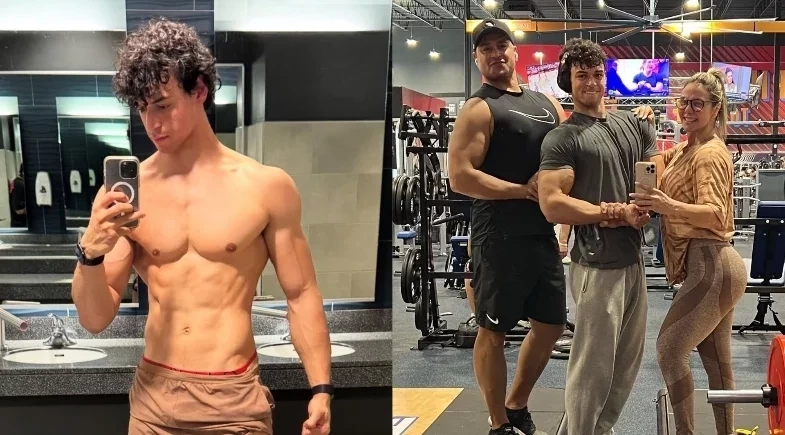 Filho de Carla Perez e Xanddy choca a web ao mostrar costas musculosas