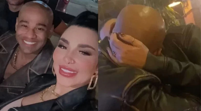 Jenny Miranda e Cezar Black são flagrados aos beijos após reencontro; vídeo!