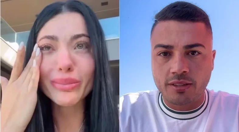 Namorada de Belo aparece chorando nas redes sociais após briga com ex-companheiro