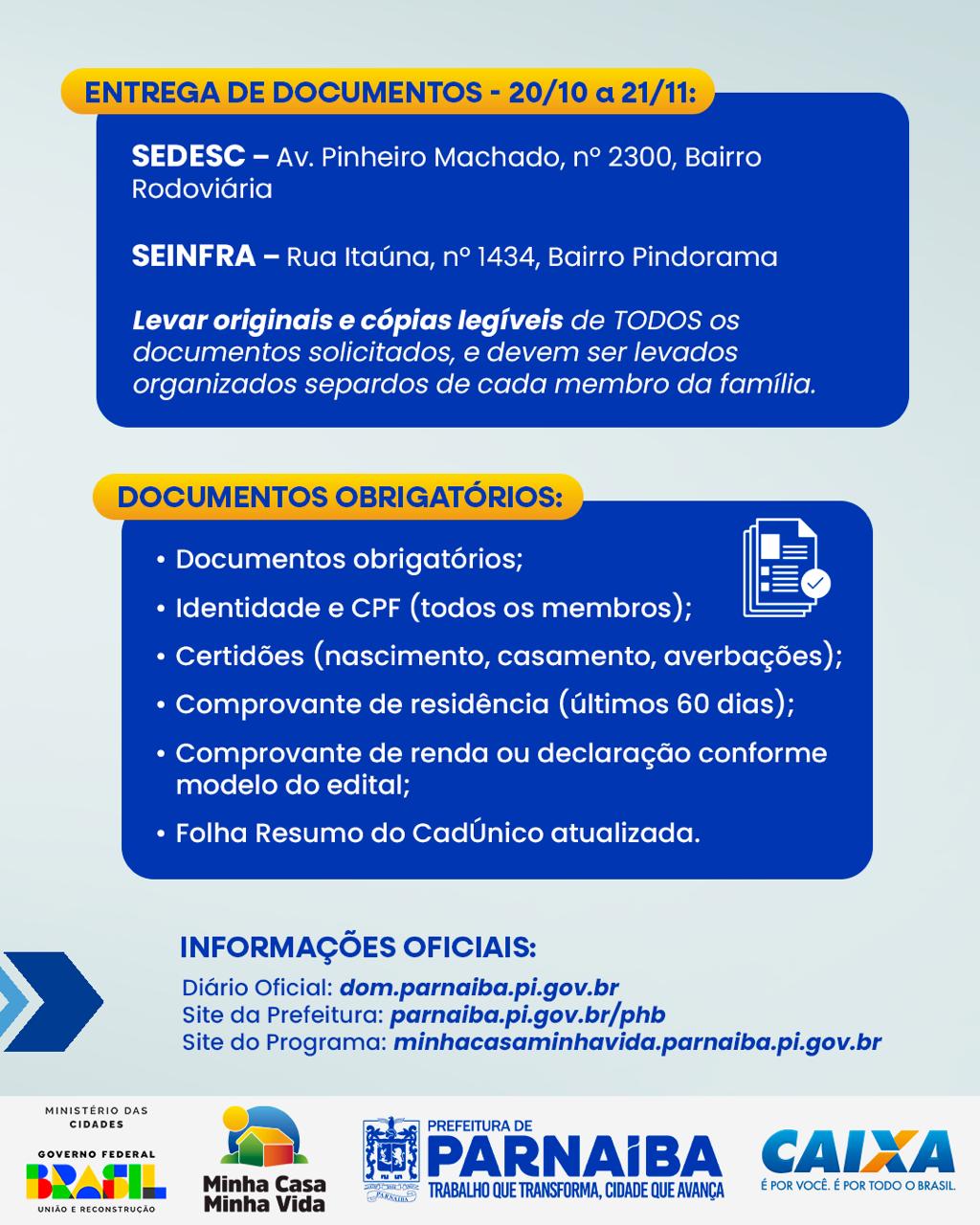 Prefeitura de Parnaíba divulga informações do edital para inscrições no Programa Minha Casa, Minha Vida - Imagem 2