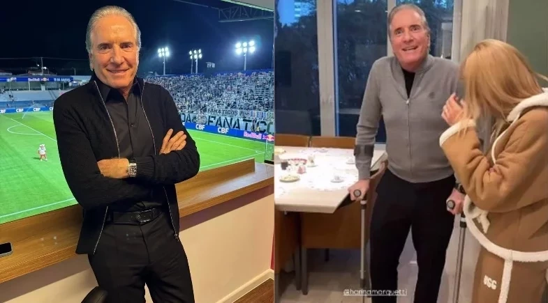 Roberto Justus atualiza seu estado de saúde após surgir de muletas