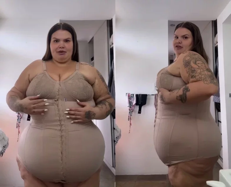 Thais Carla mostra cinta modeladora após perder mais de 50 kg: “Ficou tudo no lugar”
