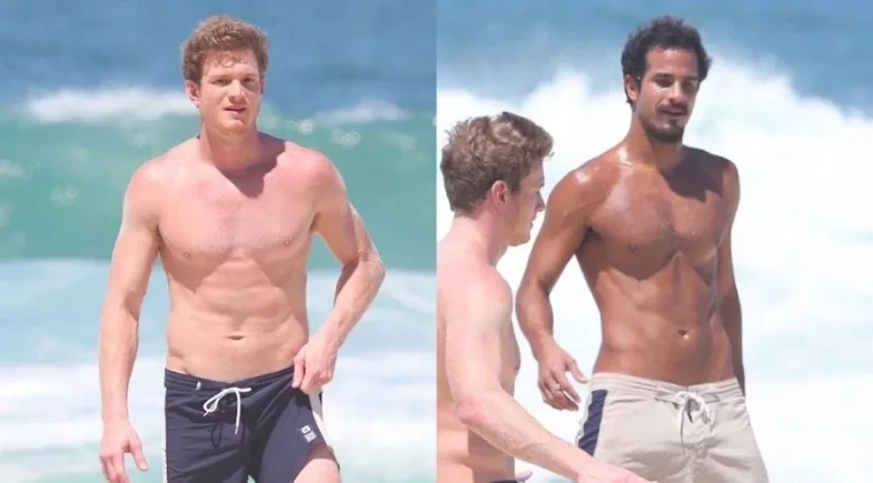 Filhos de Marcello Novaes fazem rara aparição juntos em dia de praia no Rio