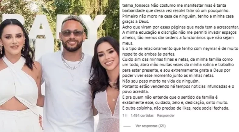  Neymar se irrita com mudança da sogra para sua mansão, diz jornal 