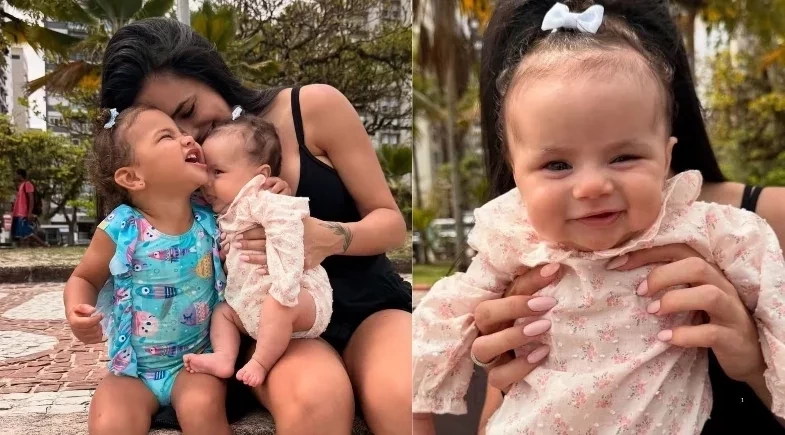 Biancardi posta fotos com as filhas e web debate com quem Mel se parece mais