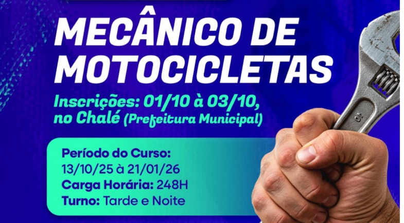 José de Freitas realiza inscrições de curso gratuito de mecânico de motocicletas 
