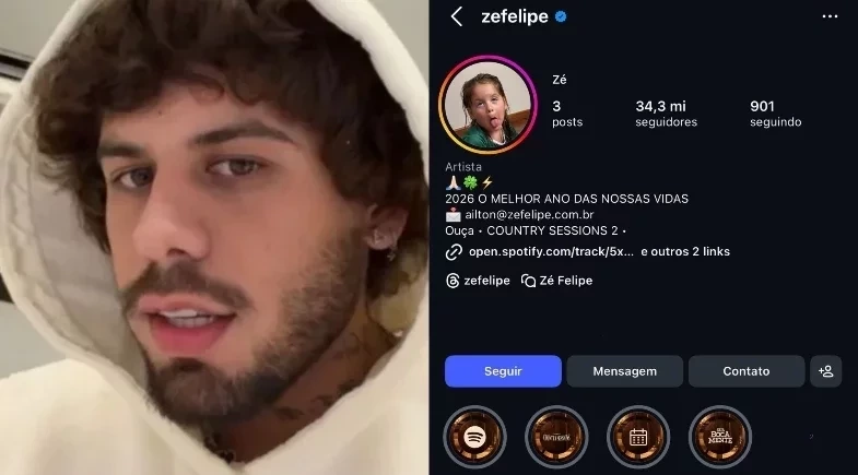 Zé Felipe faz limpa em seu perfil nas redes sociais após término com Ana Castela