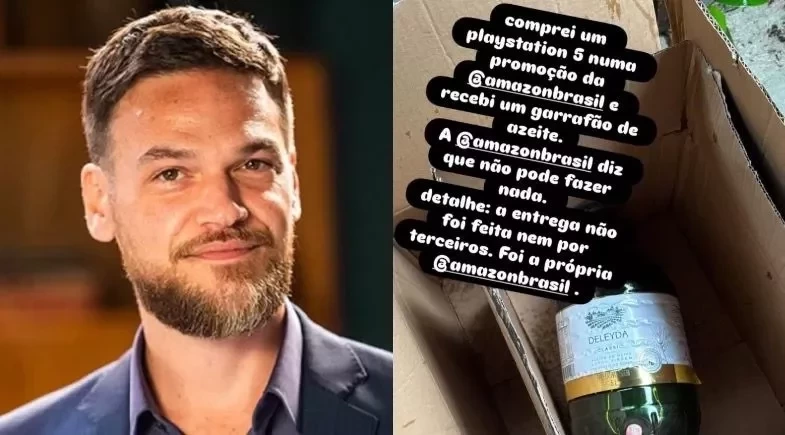 Galã da Globo se revolta após comprar Playstation online e receber azeite