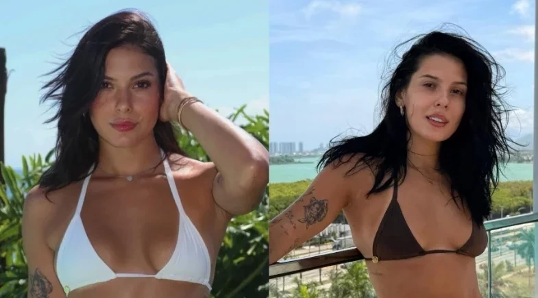 Ana Castela ostenta corpão de biquíni branco e abdômen sarado