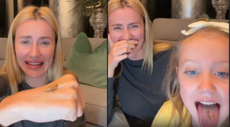 Ana Paula Siebert mostra a filha, Vicky Justus, provando grilo: “Vou desmaiar”