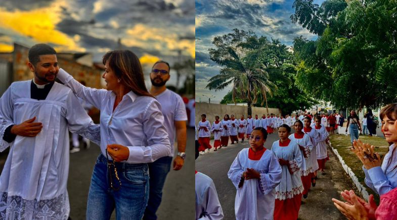 Prefeita Ivanária Sampaio participa da procissão de encerramento dos festejos de São Sebastião em Esperantina