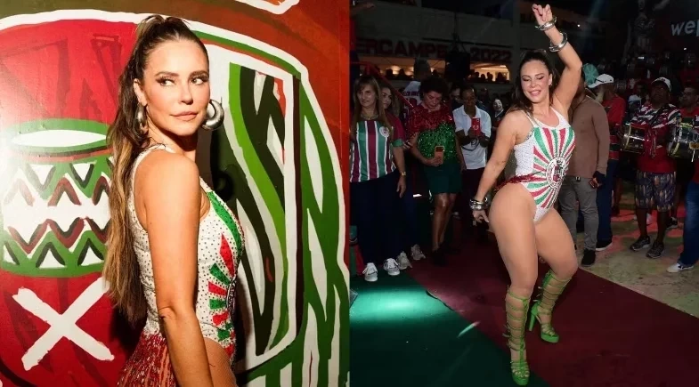 Paolla Oliveira surpreende público ao aparecer em ensaio da Grande Rio