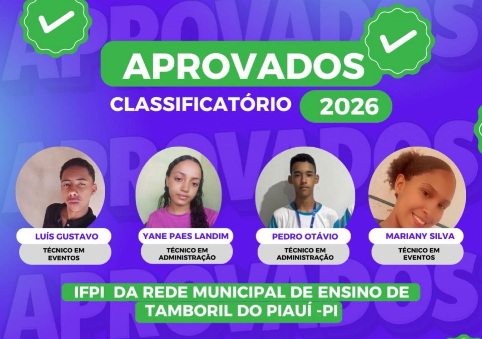 Tamboril celebra conquistas de alunos da rede municipal aprovados no Classificatório do IFPI 2026 - Imagem 1