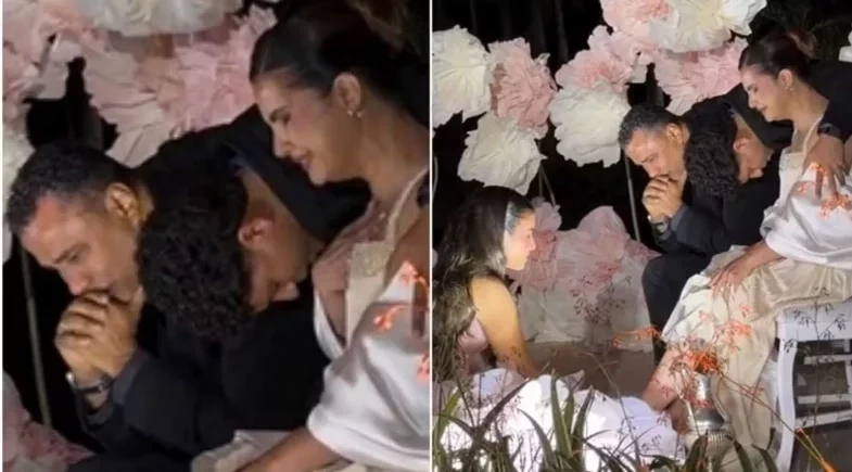 Filha de Aline Barros lava os pés dos pais durante festa de 15 anos e emociona casal