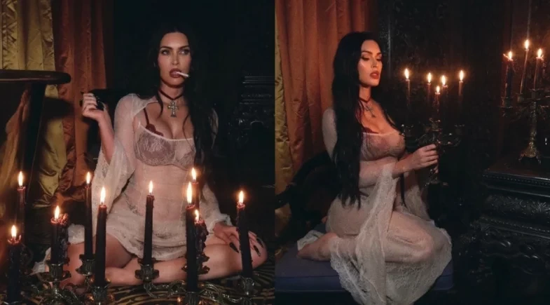 Megan Fox exibe corpão de lingerie em ensaio como vampira sensual