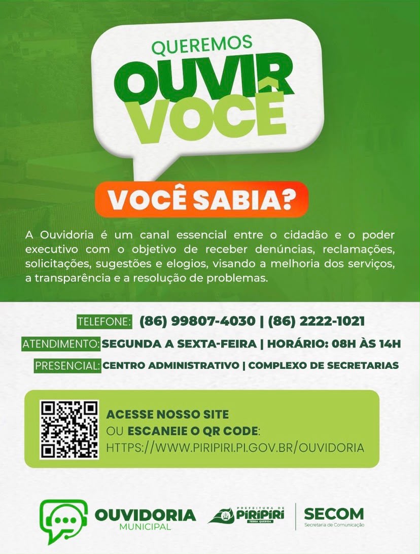 Ouvidoria-Geral de Piripiri - Divulgação/ASCOM