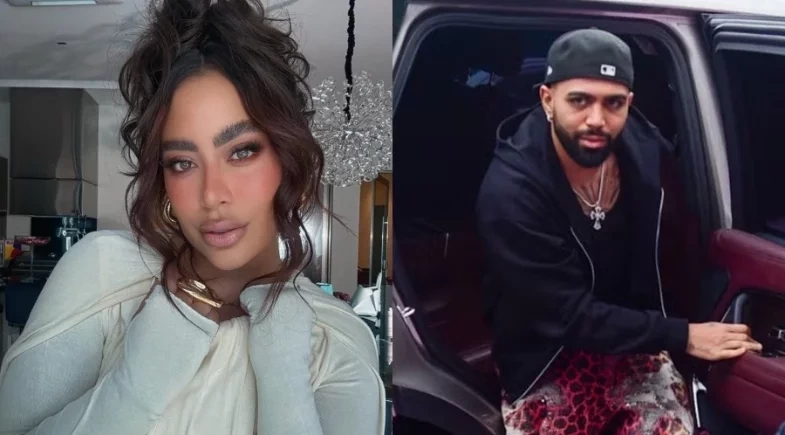 Rafaella Santos e Gabigol chegam juntos para aniversário de 3 anos de Mavie