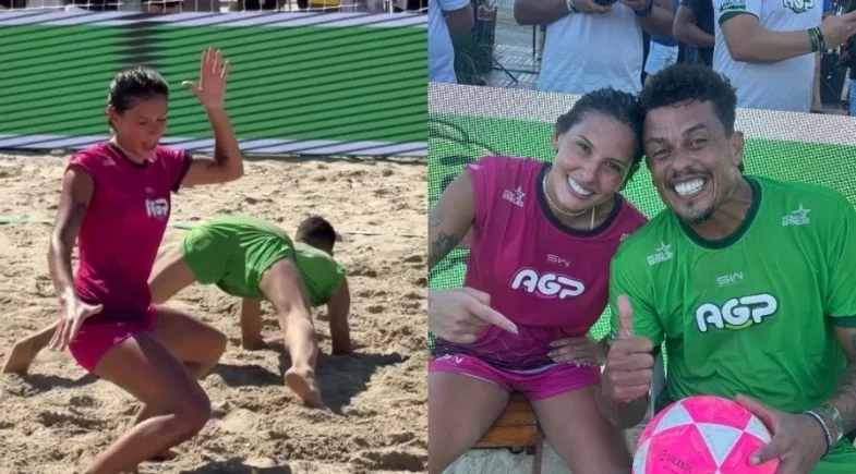 Ana Castela vence campeonato de futevôlei, tira onda e desce até o chão;vídeo!