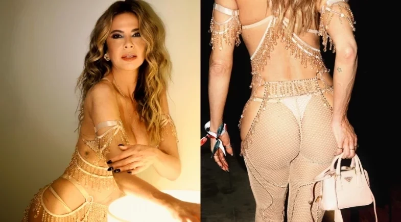 Luciana Gimenez aposta em figurino com calcinha à mostra para curtir a Sapucaí 