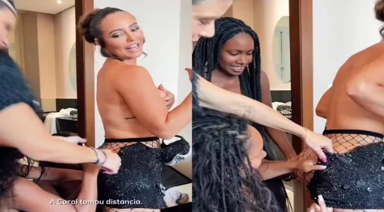 Paolla Oliveira revela perrengue para fechar zíper no bumbum nos bastidores do Carnaval