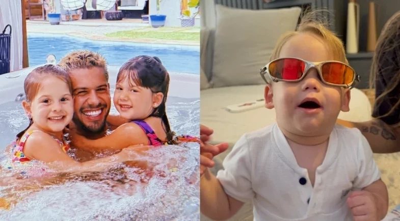 Zé Felipe abre registros de folga com os filhos no Rio de Janeiro