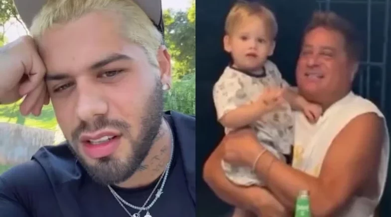 Zé Felipe rebate críticas após Leonardo passar cachaça na boca do neto: “Imunidade baixa”