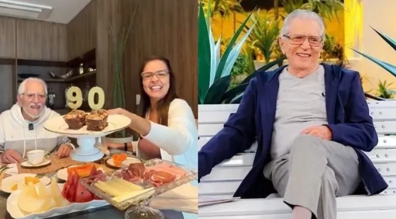 Carlos Alberto de Nóbrega se emociona ao celebrar 90 anos após internação