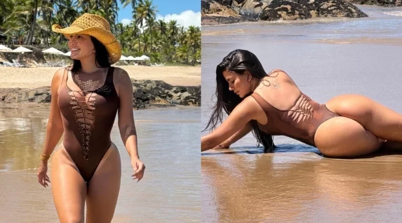 Ex-BBB Fernanda Bande exibe corpão sensual em ensaio no litoral da Bahia