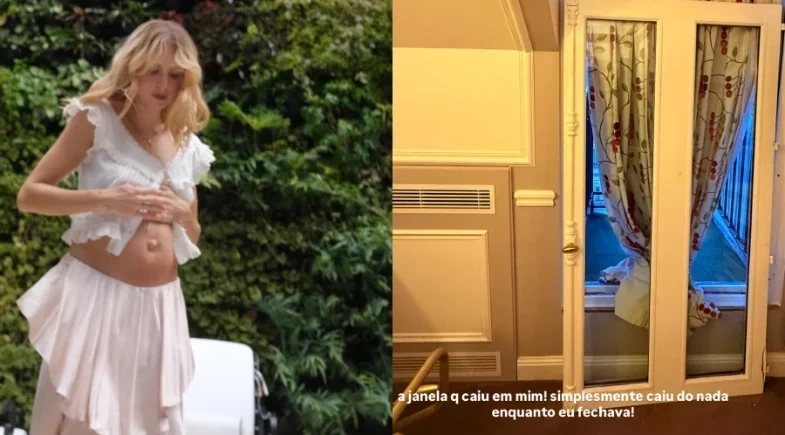 Isa Scherer, grávida, leva susto após janela de 40 kg cair sobre ela em viagem