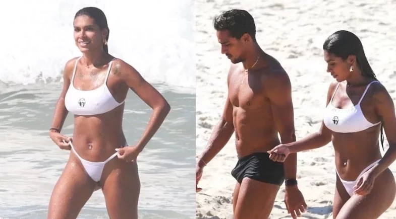 Pocah ostenta corpão em dia de praia com novo namorado no Rio de Janeiro