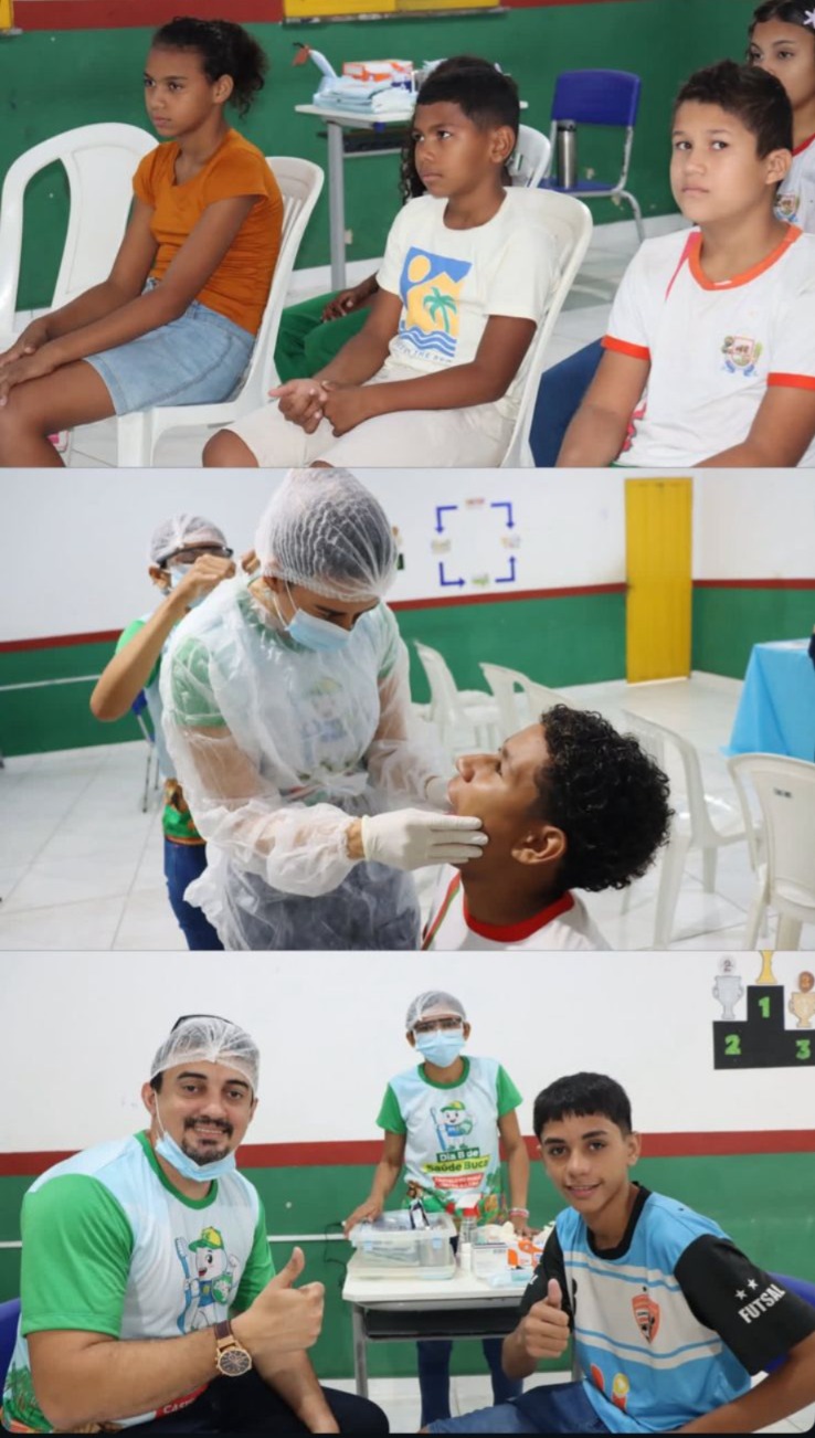 Estudantes recebem orientações durante atividade do Dia B da Saúde Bucal  - Foto: Prefeitura de Castelo do Piauí