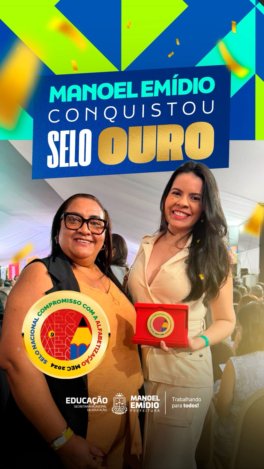 Manoel Emídio recebe Selo Ouro do MEC por avanços na alfabetização - Imagem 1