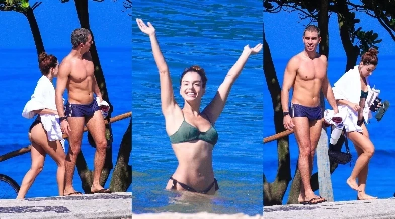 Giovanna Lancellotti curte dia de praia com o marido na Barra da Tijuca; fotos!