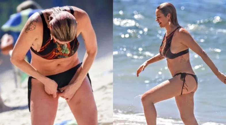 Aos 49 anos, Luana Piovani dá ajeitada no biquíni e exibe corpo em forma em praia