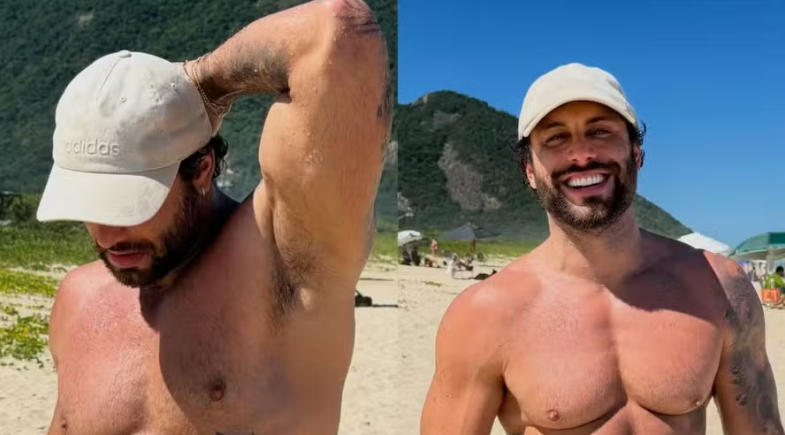 Jesus Luz exibe corpão sarado em praia e detalhe chama atenção; fotos!