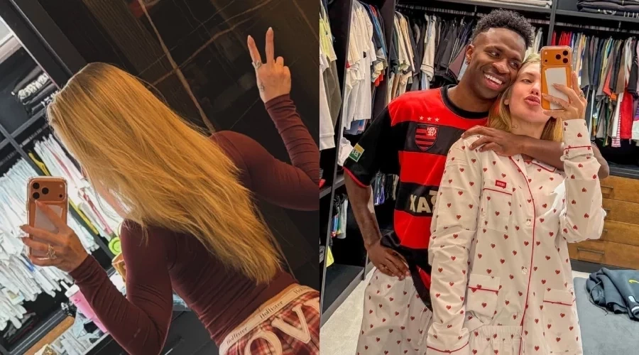 Virginia posa com “love” estampado no bumbum em closet de Vini Jr.