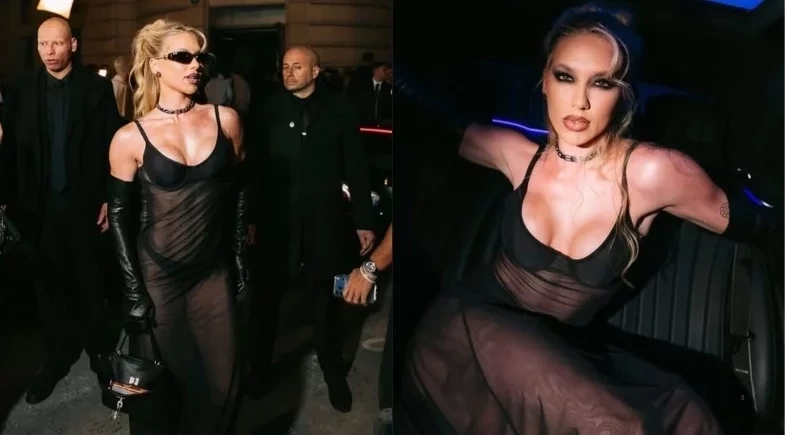 Virginia aposta em look ousado para prestigiar desfile na Paris Fashion Week