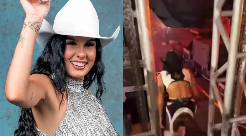 Ana Castela leva tombo em show, assusta equipe e se espanta: 'Primeira vez'