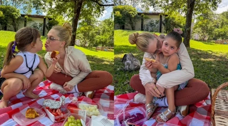 Virginia Fonseca curte feriado com piquenique ao ar livre com os filhos