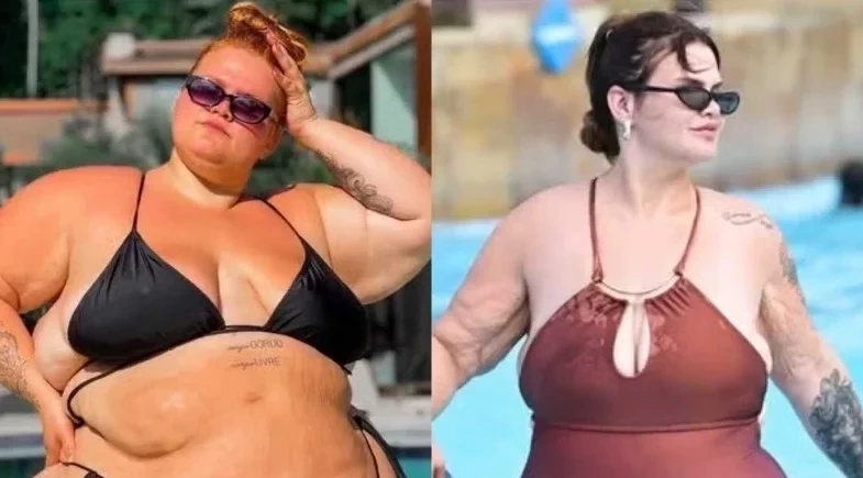 Thais Carla exibe novo corpo de maiô após perder 100 kg; fotos!