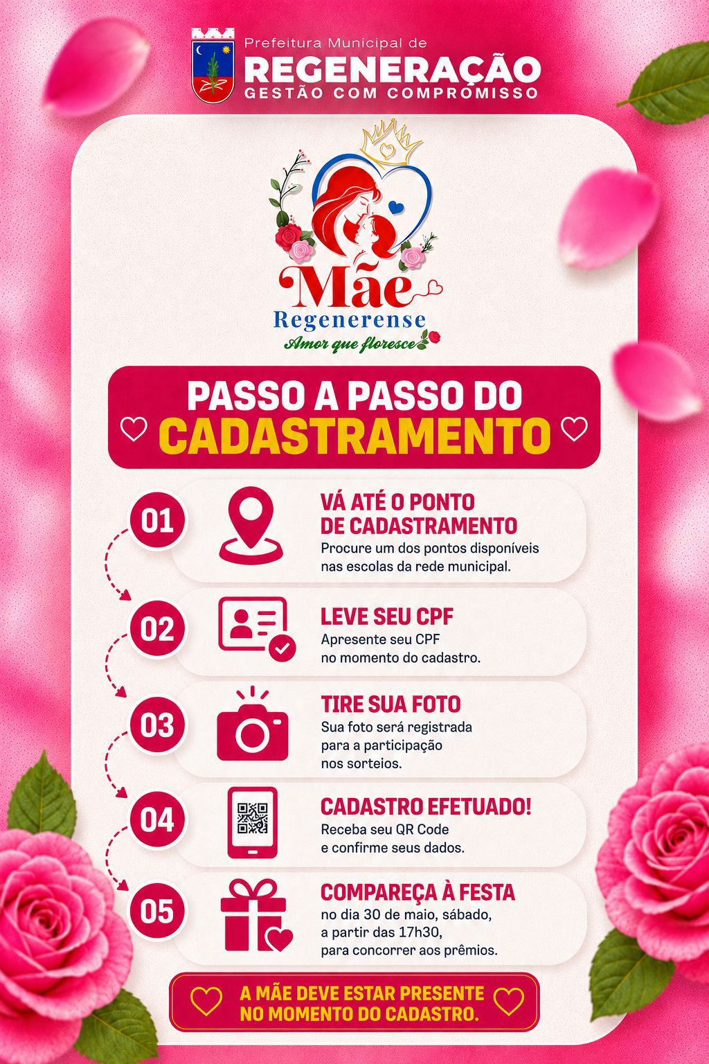 Prefeitura de Regeneração realiza cadastro para sorteios da festa das mães - Divulgação/ASCOM