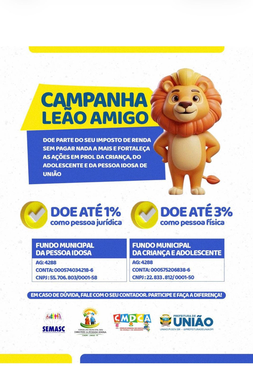  Prefeitura de União reforça importância da destinação do Imposto de Renda - Divulgação/ASCOM