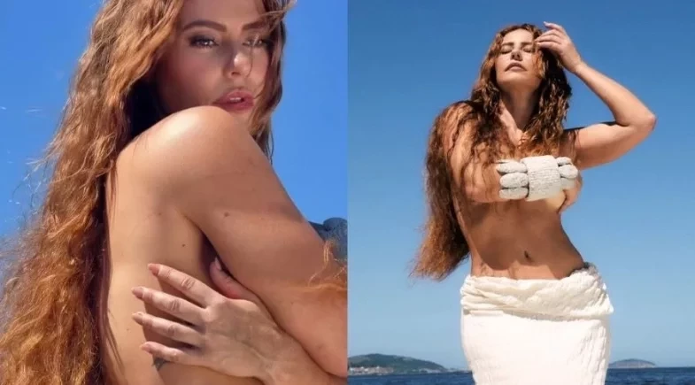 Paolla Oliveira quase mostra demais ao posar de topless em praia do Rio