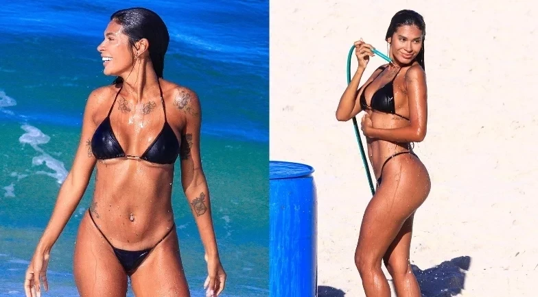 Pocah aproveita manhã de calor na Barra da Tijuca com o namorado